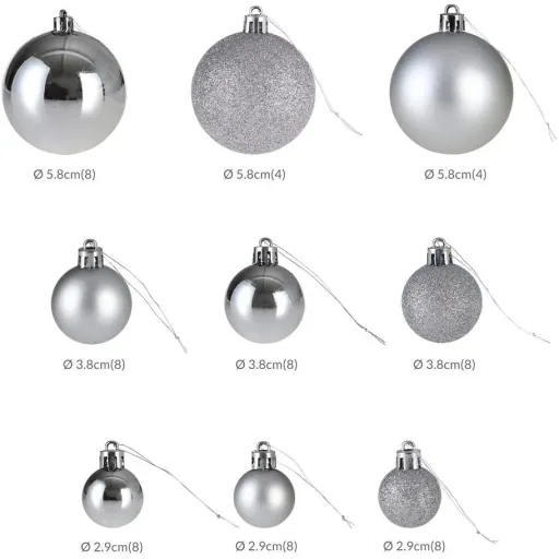 Kugeln 77 Stück - Silber - Durchmesser 5 cm
