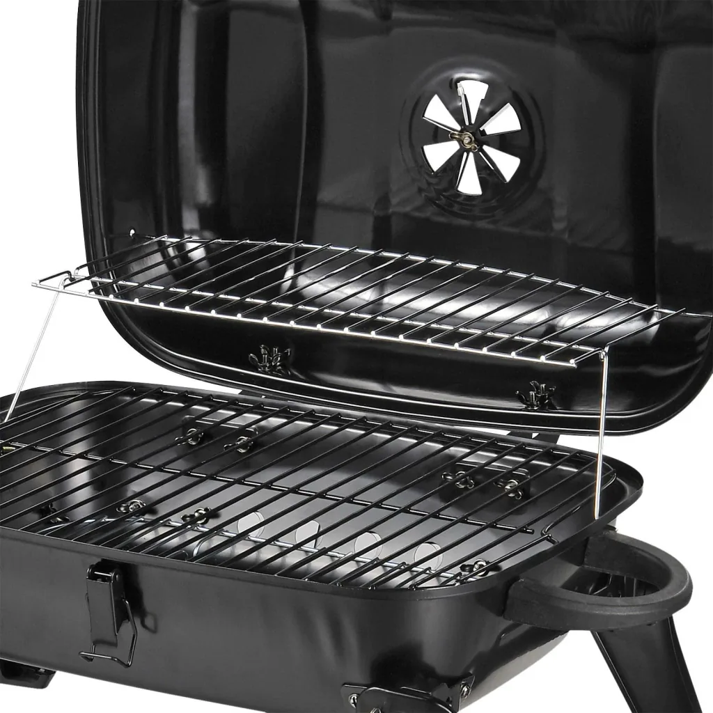 Klappgrill Kohlegrill Standgrill tragbar Tischgrill BBQ Metall Schwarz 59 x 43 x 36 cm