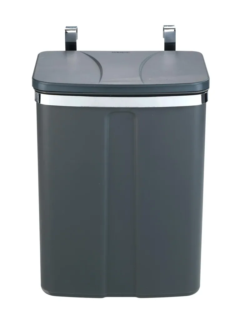 Tür-Abfalleimer, 12 Liter, Grau/ Silberfarben