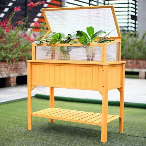 Garten Holz Gewächshaus / Küche Gartentisch auf Beinen - 113x57x90cm