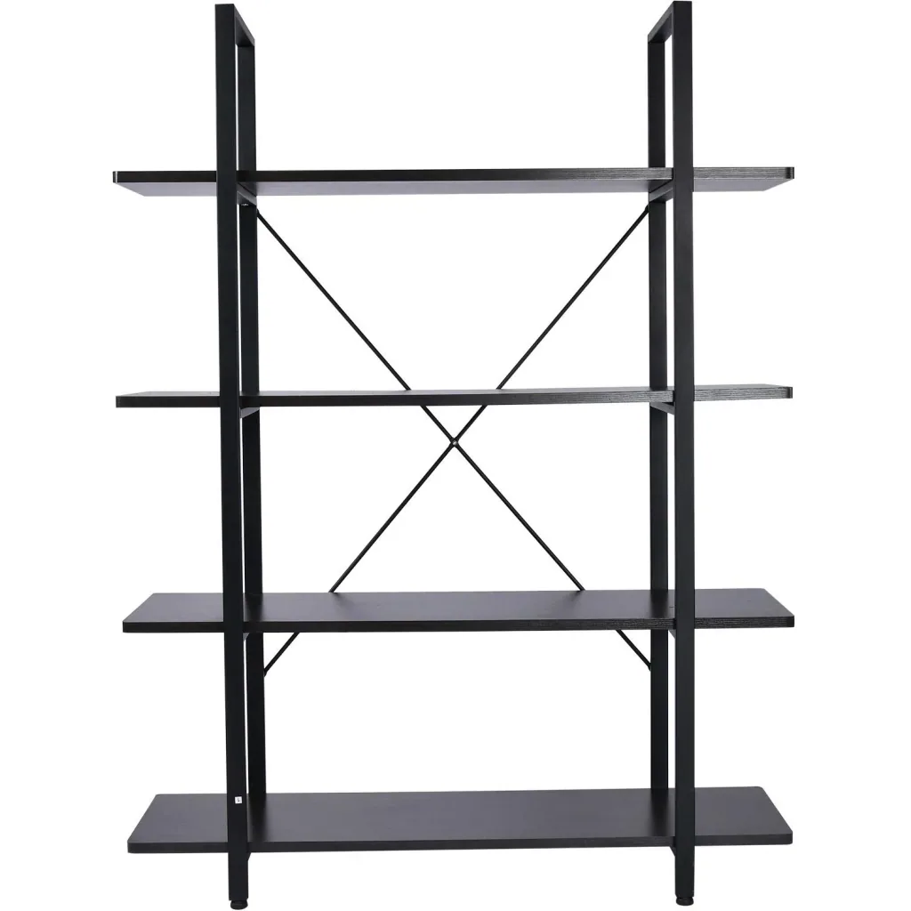 Standregal Aktenregal Bücherregal Holzregal Lagerregal 4 x Fach Schwarz 105 x 33,8 x 138 cm