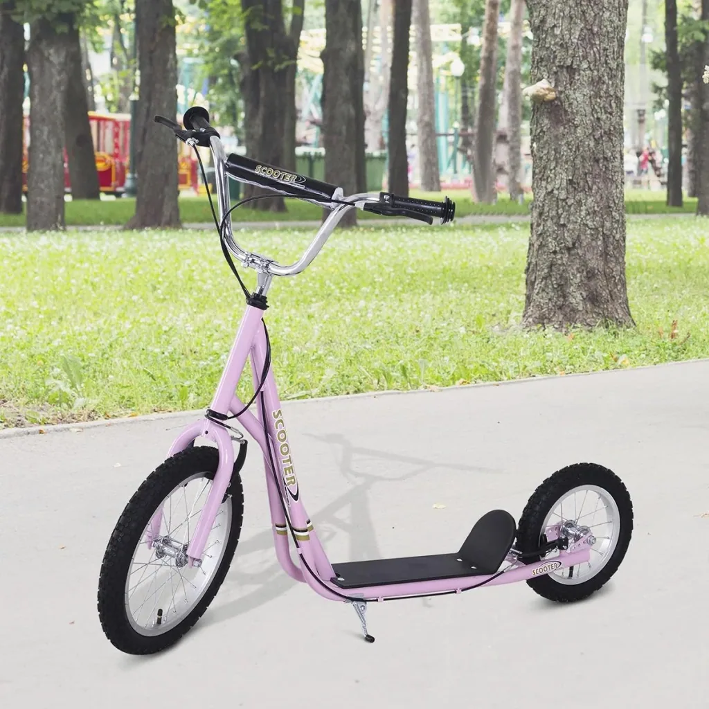 Kinderroller Scooter Tretroller Cityroller Kinder Roller Kickboard ab funf Jahren 16/12 Zoll Rosa 135 x 58 x 92-100 cm