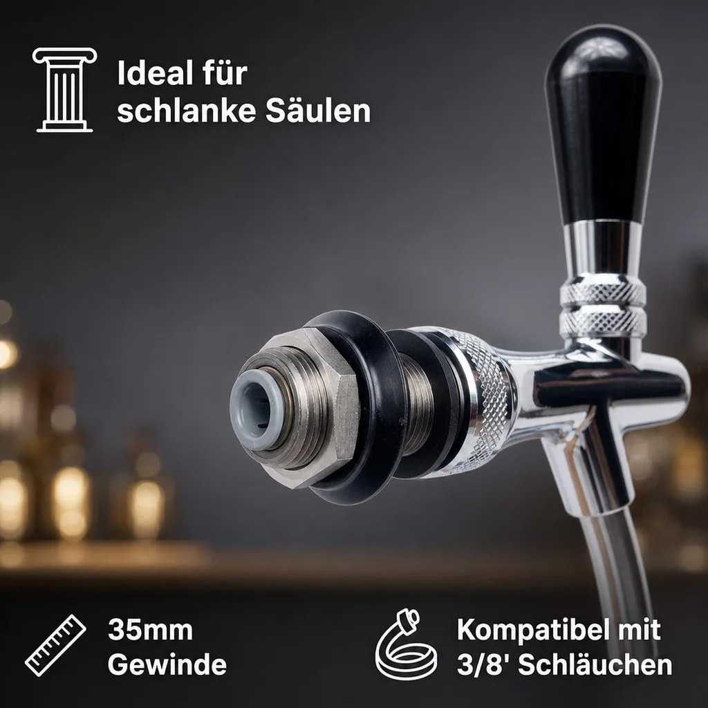 Zapfhahn, Kompensatorhahn, Bierzapfhahn - mit John Guest-Anschluß