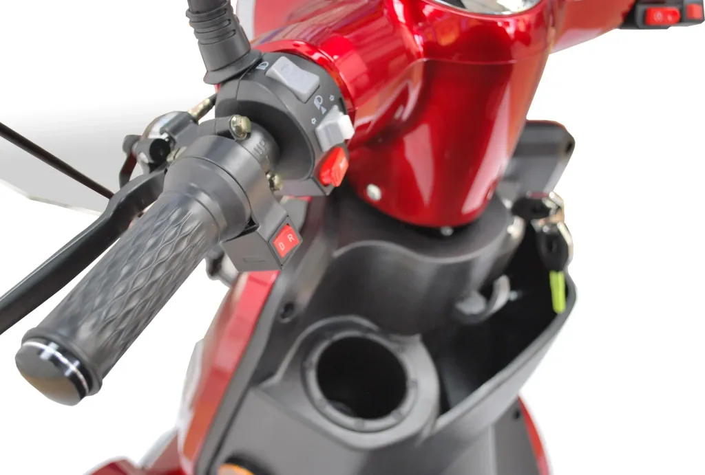 E-Scooter rot - 4 Räder - 25 km/h - mit Dach - Seniorenmobil