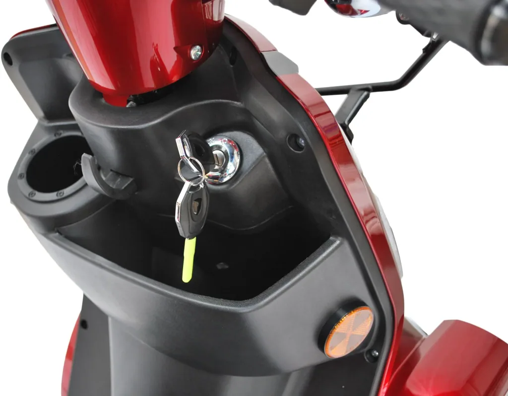E-Scooter rot - 4 Räder - 25 km/h - mit Dach - Seniorenmobil