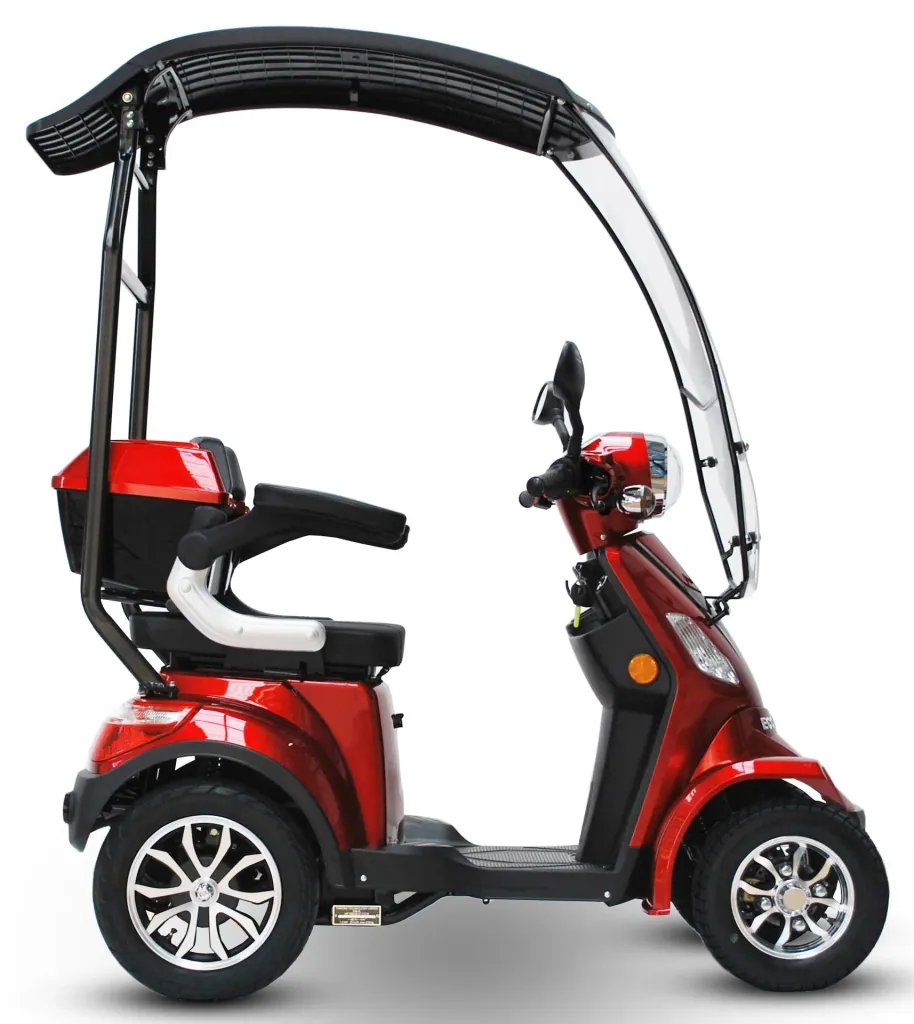 E-Scooter rot - 4 Räder - 25 km/h - mit Dach - Seniorenmobil