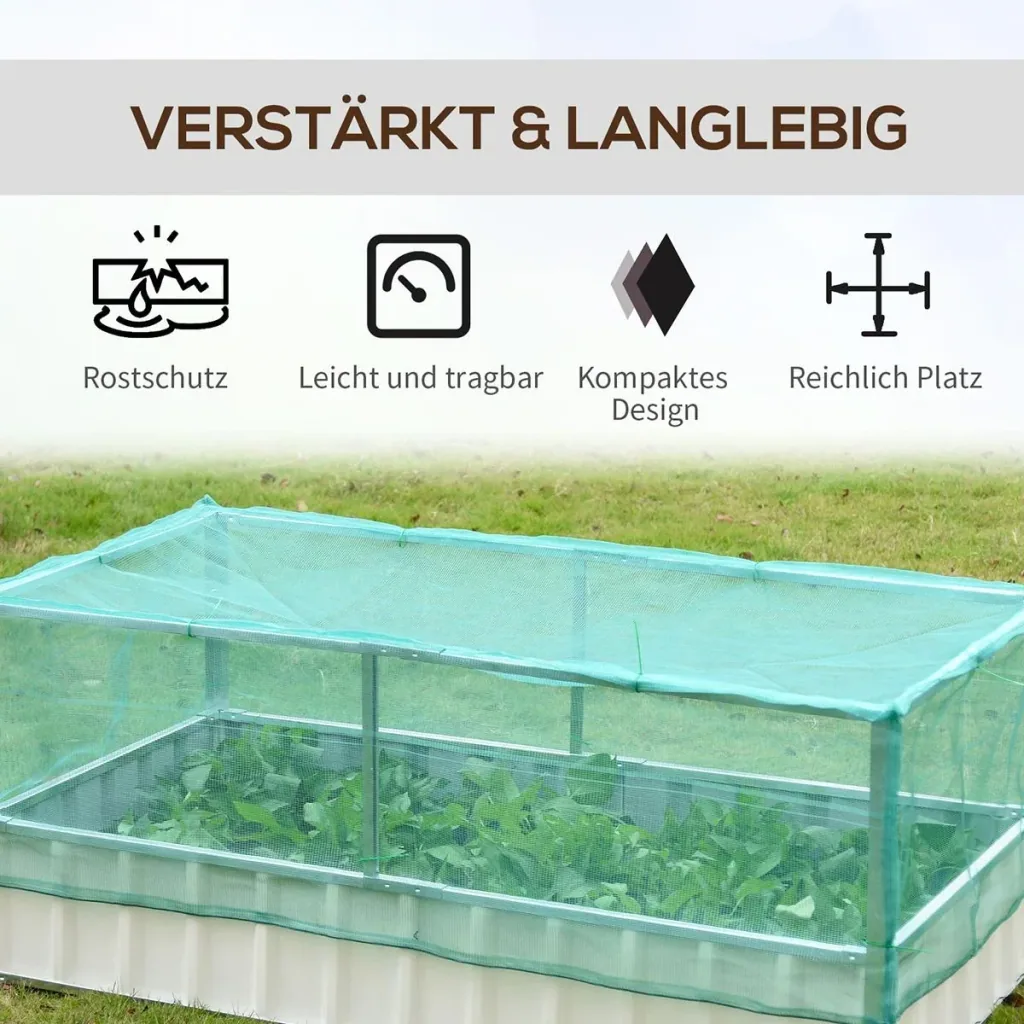 Gartenbeet mit Netzabdeckung weiß/grün