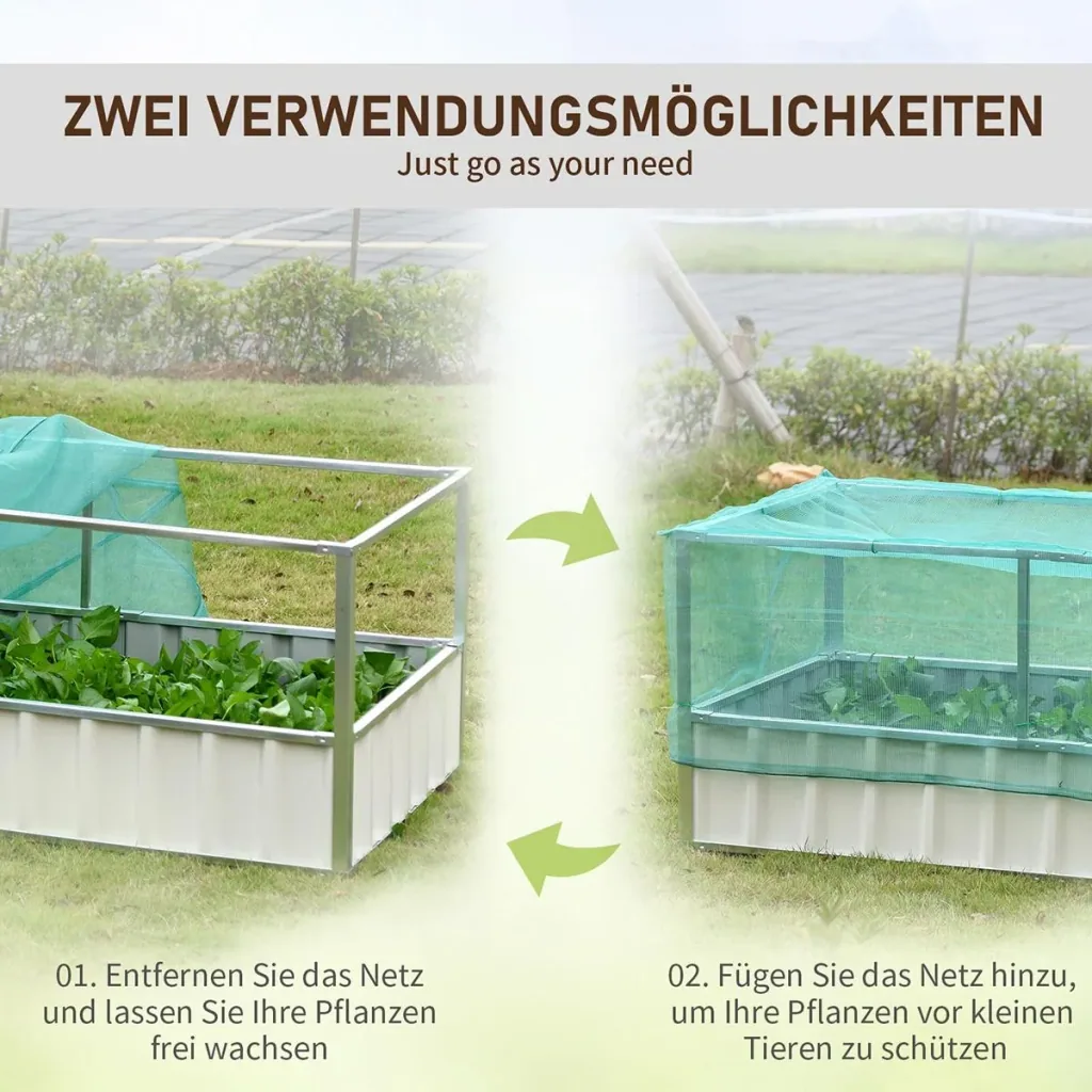 Gartenbeet mit Netzabdeckung weiß/grün