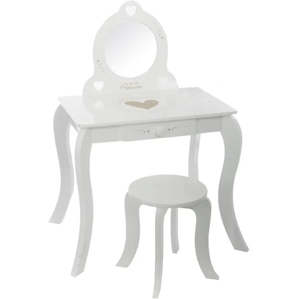 NL Schminktisch mit Hocker für Kinder - 71,5 x 50,5 x 91 cm - Weiß