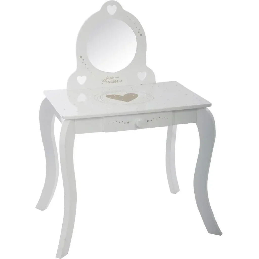 NL Schminktisch mit Hocker für Kinder - 71,5 x 50,5 x 91 cm - Weiß
