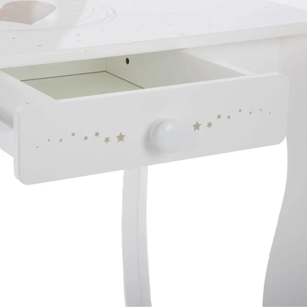 NL Schminktisch mit Hocker für Kinder - 71,5 x 50,5 x 91 cm - Weiß