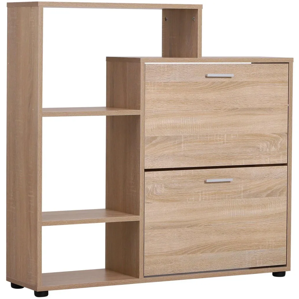 Schuhkipper Schuhschrank Schuhregal Schuhkommode Aufbewahrungsschrank 2 Klappen 20 Schuhe