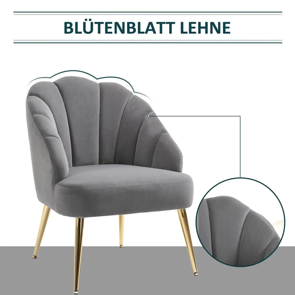 Esszimmerstuhl Wohnzimmerstuhl Bürostuhl Polsterstuhl Retro Design Polyester Stahl Grau+Gold 70 x 63 x 82 cm