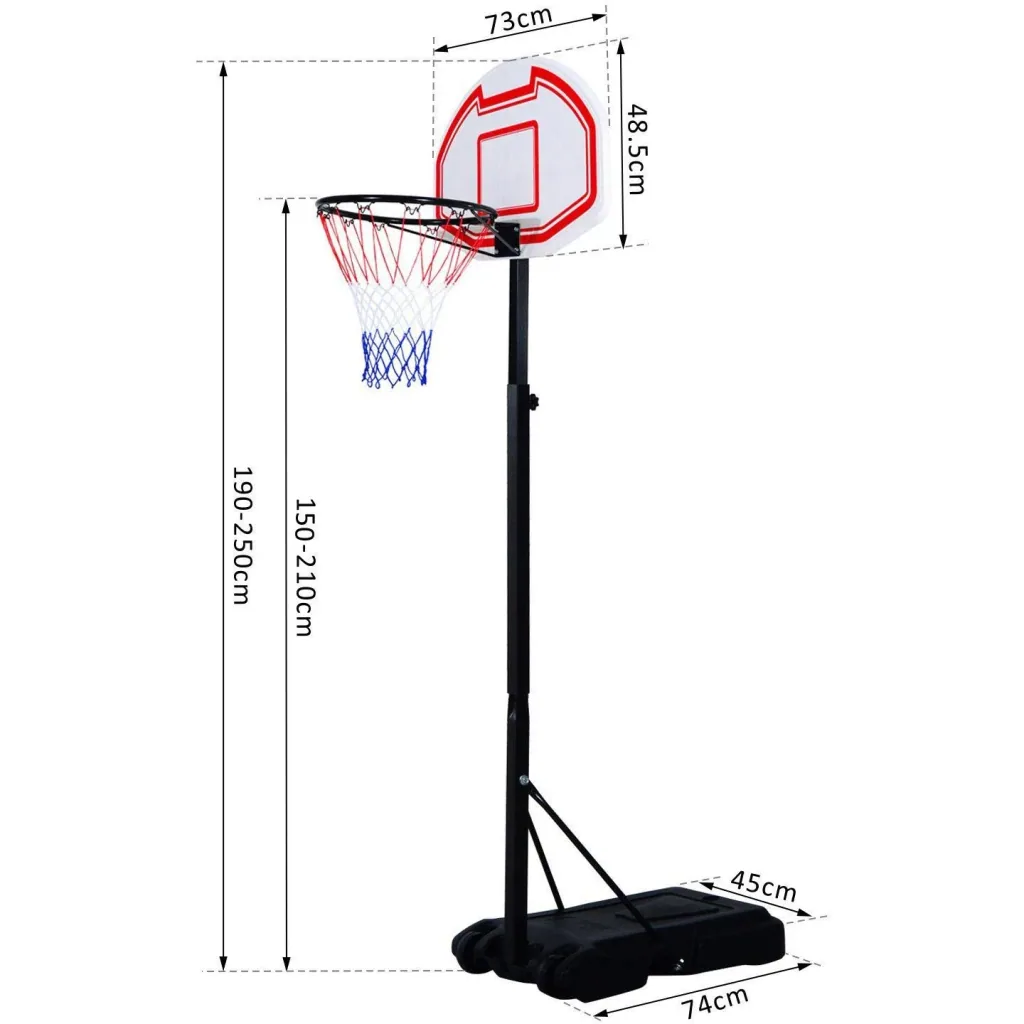 Kinder Basketballkorb mit Ständer höhenverstellbar 205-250cm