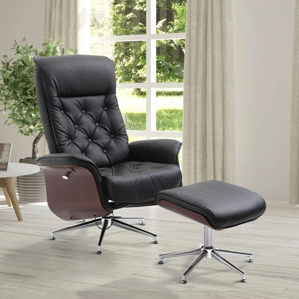 Chesterfield Sessel mit Hocker schwarz