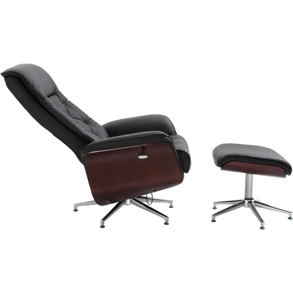 Chesterfield Sessel mit Hocker schwarz