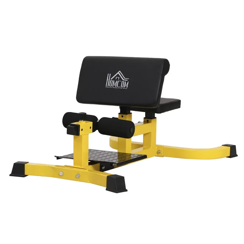 Kniebeugentrainer Beintrainer Bauchtrainer verstellbar rollbar bis 120 kg Stahl Gelb Schwarz 50 x 97 x 46-58 cm Heimtrai