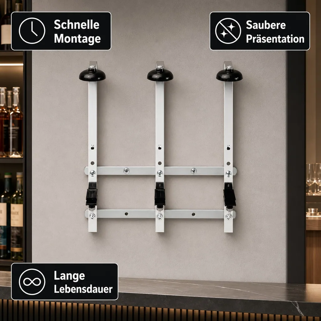 Profi Wandhalter für 0,7 - 1,0L Flaschen - Wandhalterung für 2 Flaschen