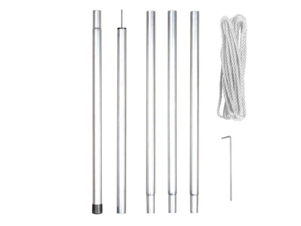 Sonnensegel-Stangenset, 250 cm, 25 mm, Garten und Strand, Abspannseil und Heringe