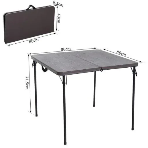 Klapptisch Campingtisch 86x86cm Metall Kaffeebraun