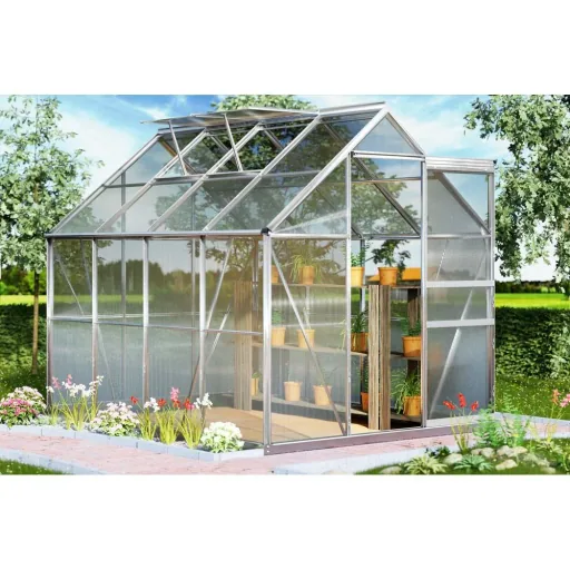 Aluminium-Gewächshaus 7,6 m³ mit Fundament
