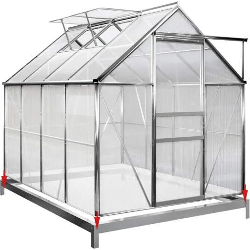 Aluminium-Gewächshaus 7,6 m³ mit Fundament