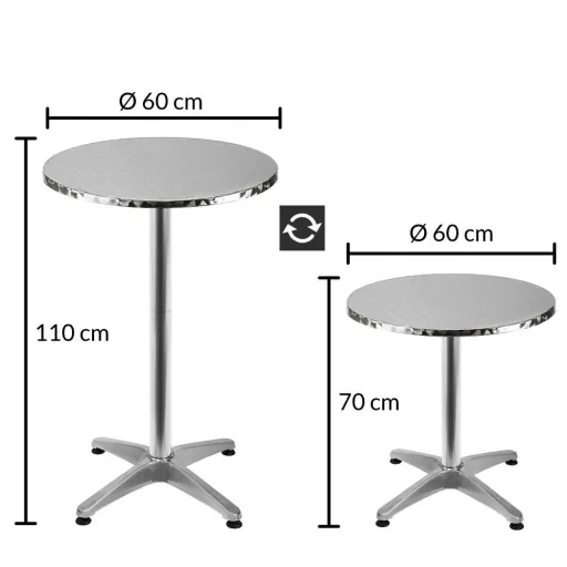 Tisch Aluminium Ø60cm in der Höhe verstellbar