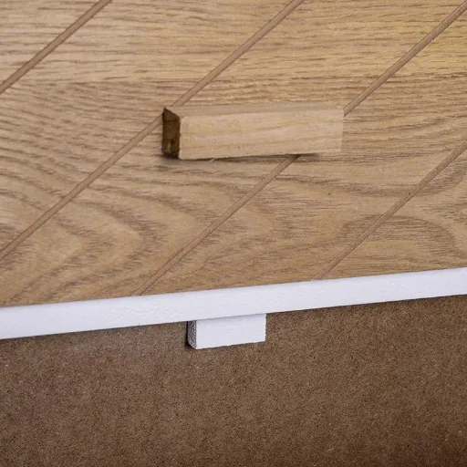 Nachttisch Nachtkommode Flurkommode mit 4 Schubladen Holz weiß+natur 40 x 30 x 75 cm