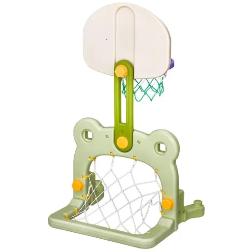 2 in 1 Fußball Basketball Basketballkorb Kinder Spielzeug Ball Grün L61 x B53 x H99 cm