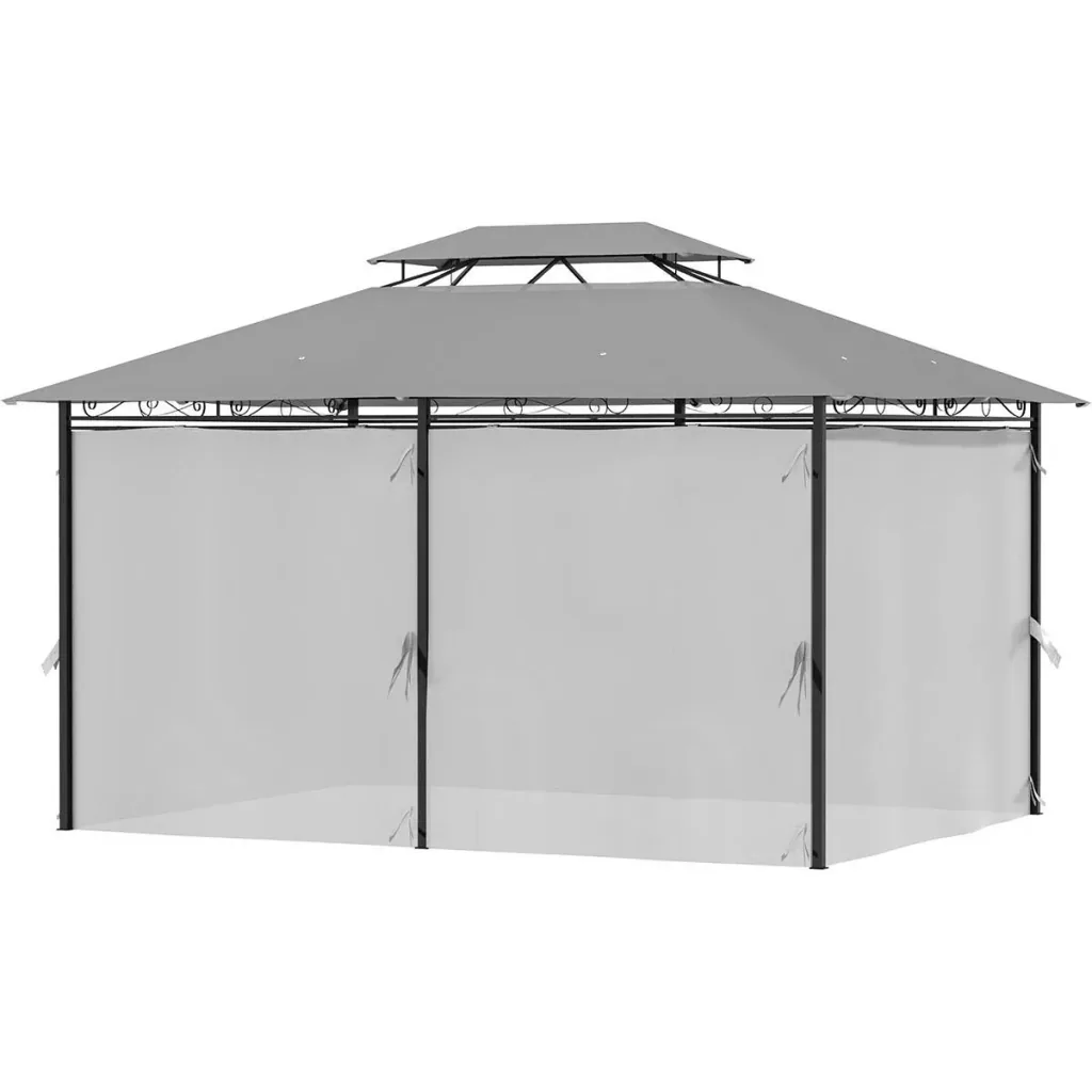 Gartenpavillon - Doppeldach - Dunkelgrau - 3 x 4 x 2,65 m