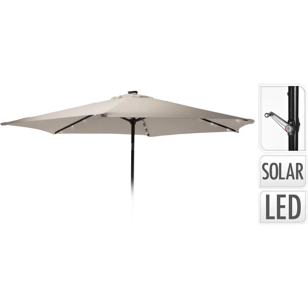 NL Sonnenschirm Solar - Ø 270 cm Aluminium - mit LED-Beleuchtung - Taupe