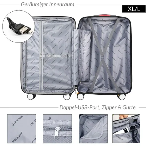 Hartschalenkoffer Ikarus Silver XL aus ABS 105-154l 78x53x33cm