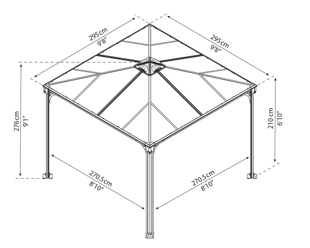 Pavillon „Palermo™ 3000“, Anthrazit, 295 x 295 x 276 cm