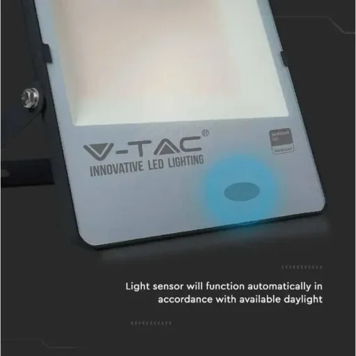 VT-272S LED-Scheinwerfer mit Tag/Nacht-Sensor - 200 W - 20000 Lm - 4000K - Schwarz