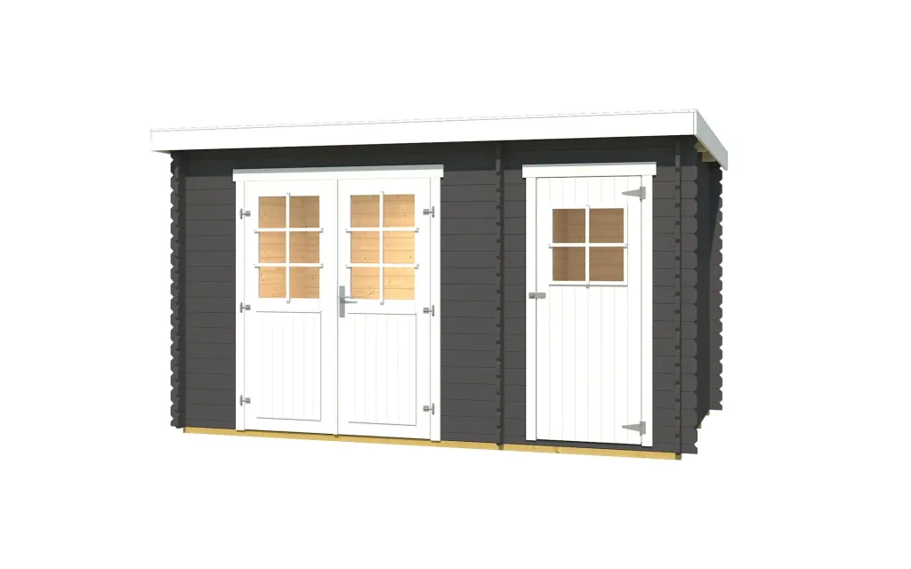 Gartenhaus 254 Gr.1, 394 x 246 x 222 cm graphitgrau, 28 mm, Doppeltür, mit 2. Raum Einzeltür