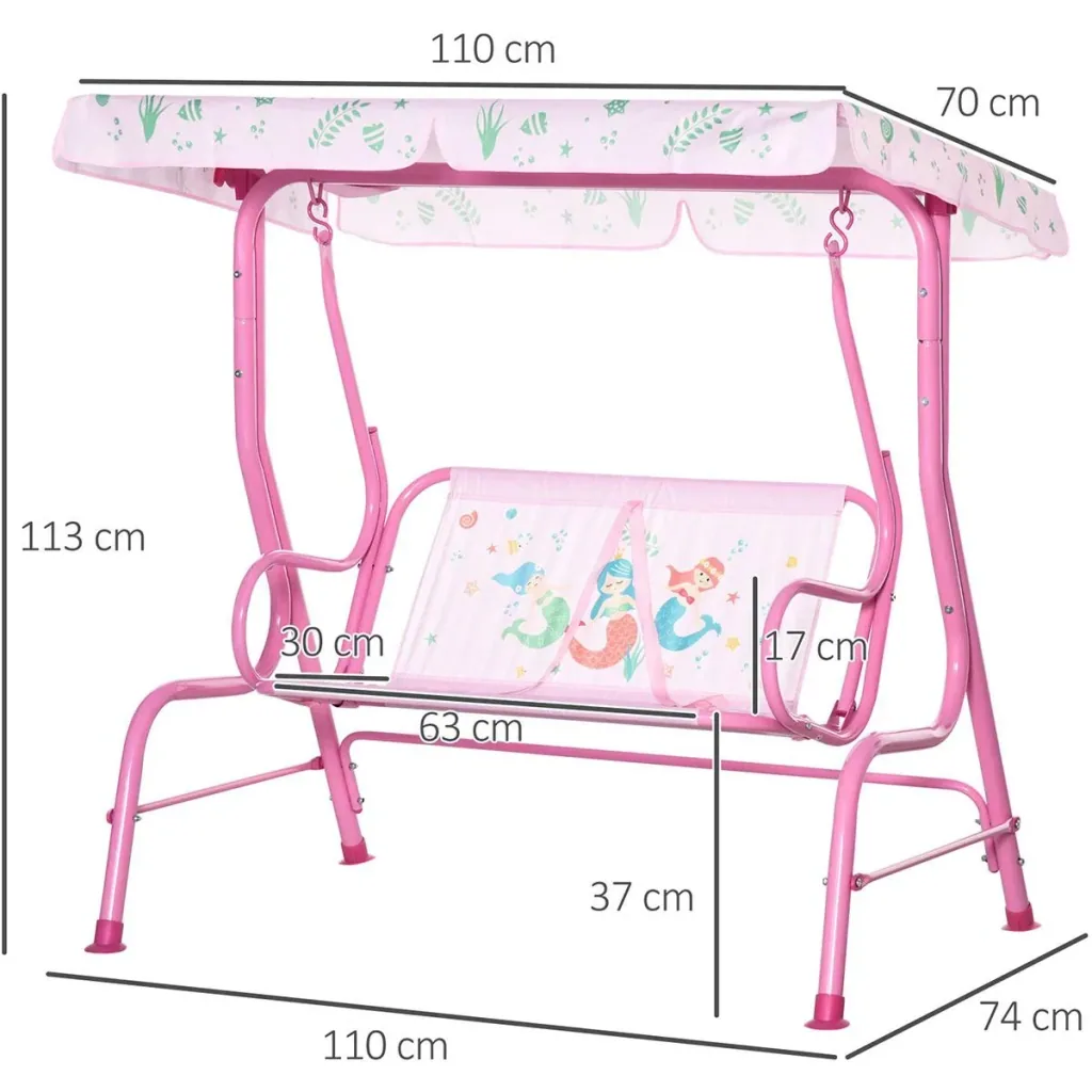 Kinderschaukel - mit Dach - Rosa - 110 x 74 x 113 cm