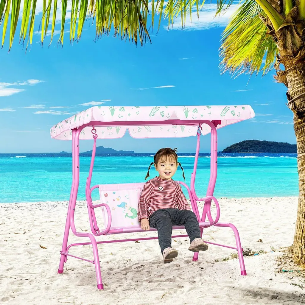 Kinderschaukel - mit Dach - Rosa - 110 x 74 x 113 cm
