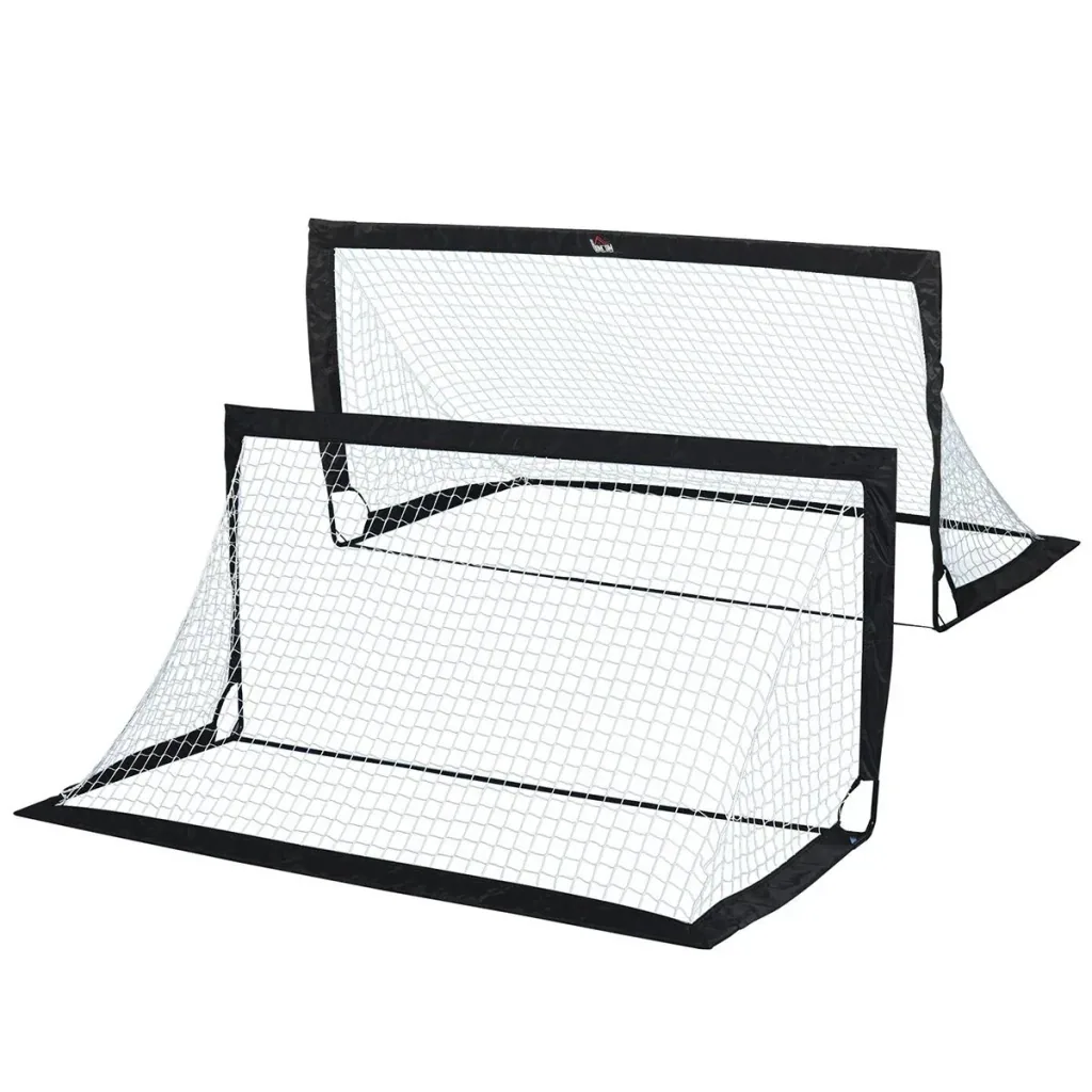 Fußballtore, Fußballnetz, 2er Set Minitore, Faltbar, Stahl, Tetrolon, Schwarz, 186 x 90 x 89 cm