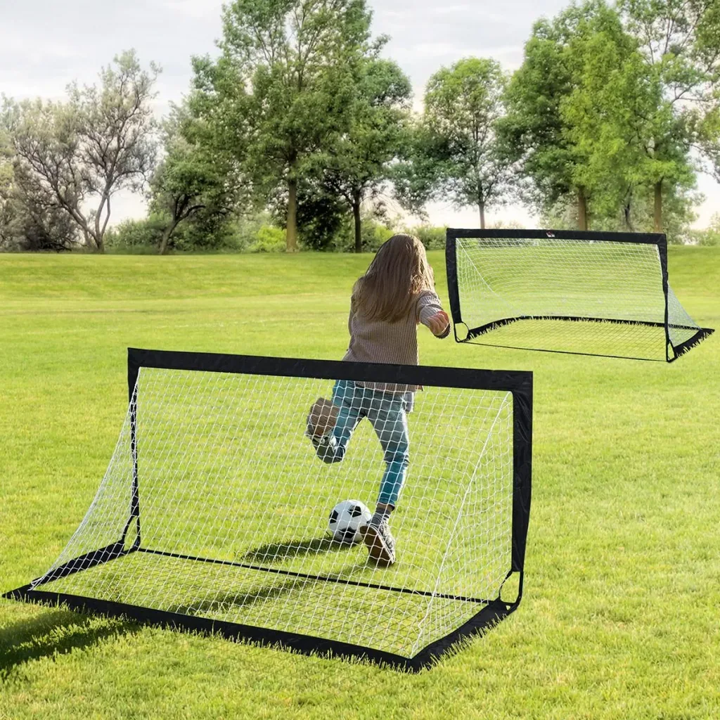 Fußballtore, Fußballnetz, 2er Set Minitore, Faltbar, Stahl, Tetrolon, Schwarz, 186 x 90 x 89 cm