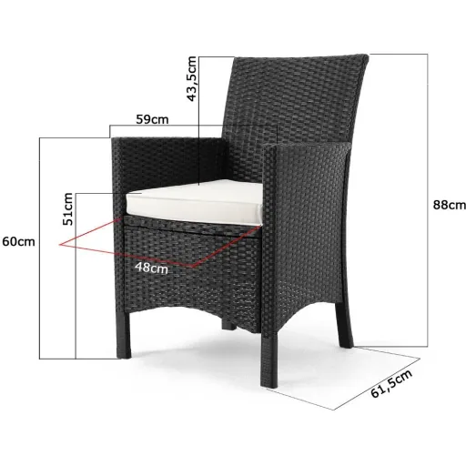Polyrattan-Sitzgarnitur Palermo 17-teilig - Schwarzes Akazienholz
