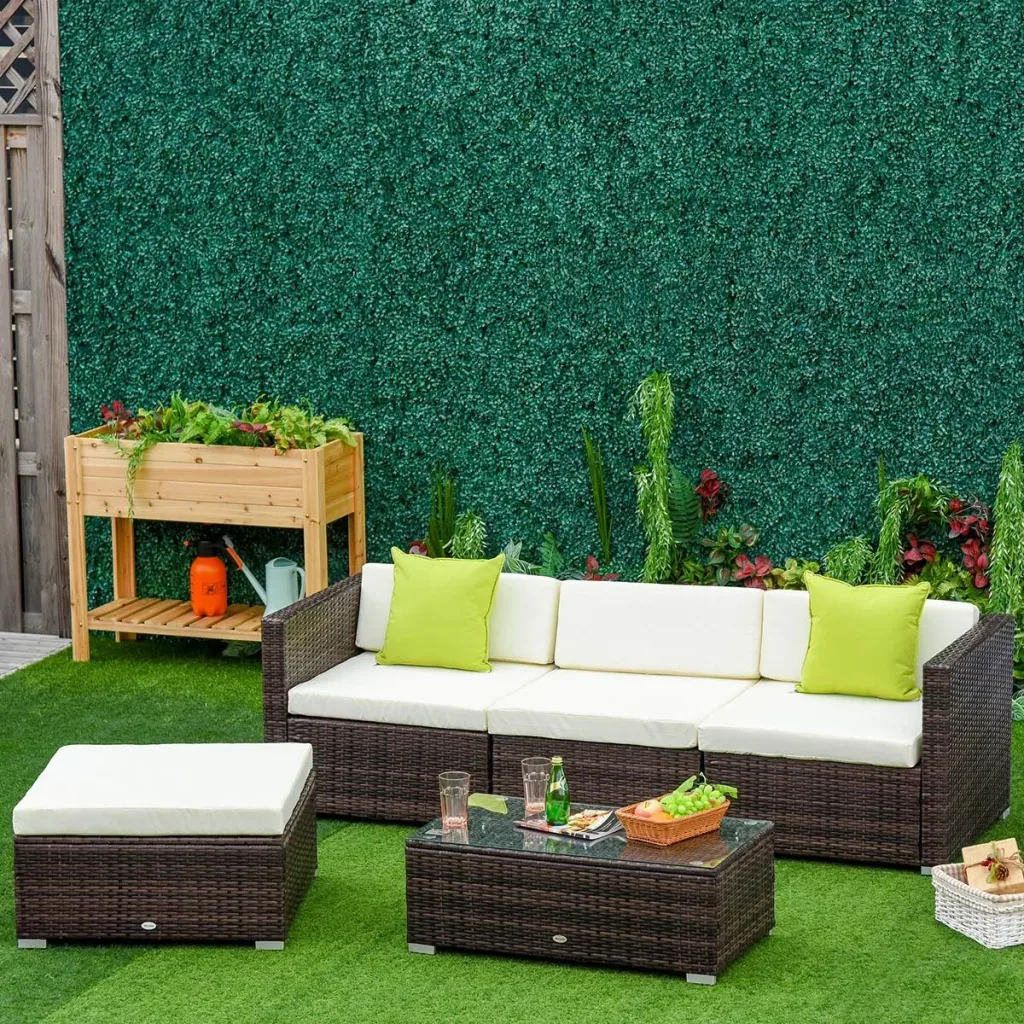 Gartenmöbel Lounge Set 5-teilig mit Beistelltisch Rattanlook
