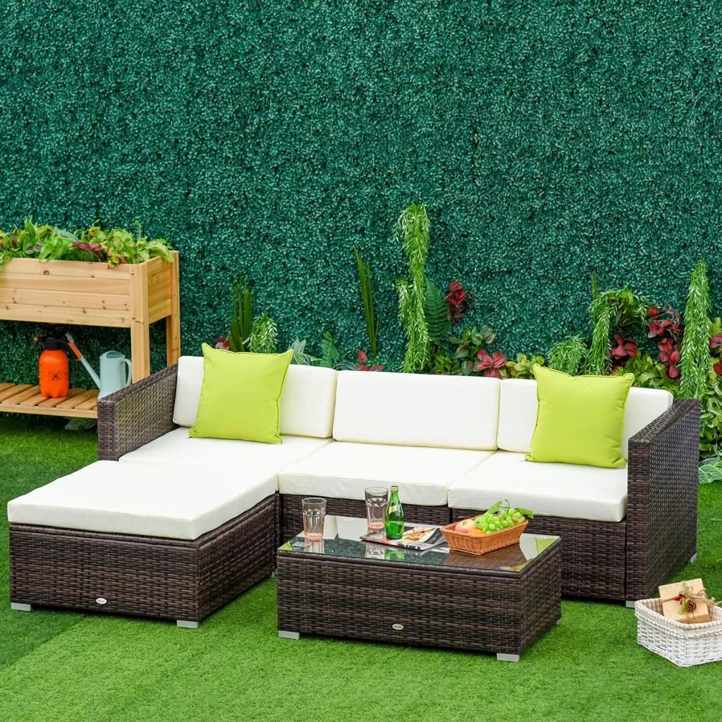 Gartenmöbel Lounge Set 5-teilig mit Beistelltisch Rattanlook