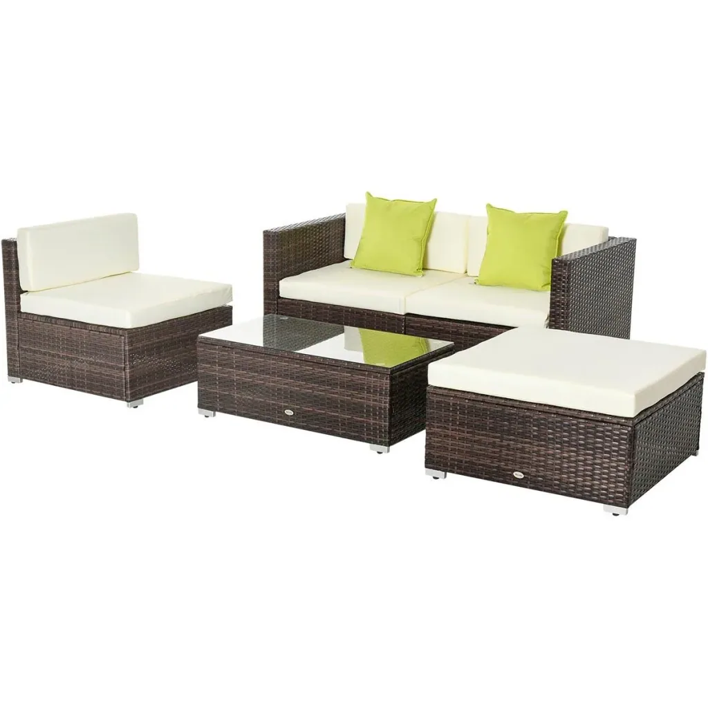 Gartenmöbel Lounge Set 5-teilig mit Beistelltisch Rattanlook
