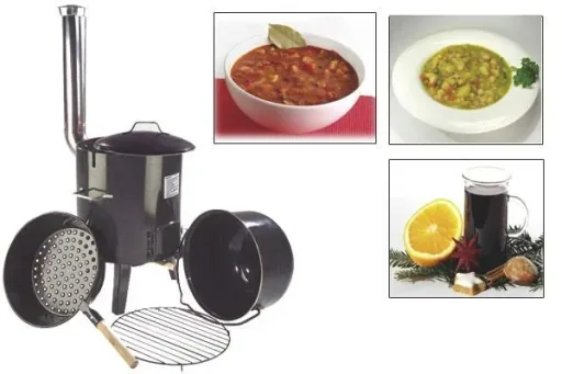 Gulaschkanone, Gulaschofen, Eintopfofen, "Szeged" + GRATIS dazu: Schöpfkelle, Edelstahl, 23 cm