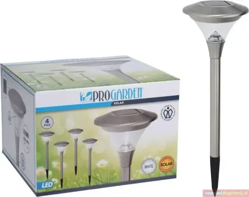 2x Progarden Solar-Gartenleuchte 4er-Set - 47cm (Schaltet sich automatisch ein)