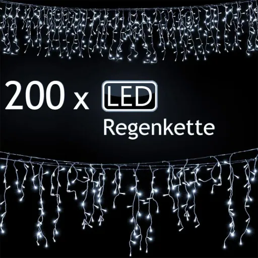 Weihnachtsbeleuchtung Lichterkette - 200 LED's - 10 m - innen und außen