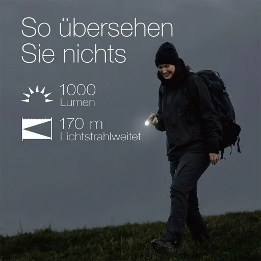 DISCOVERY wiederaufladbare Akku Taschenlampe mit 1000 Lumen, IPX7