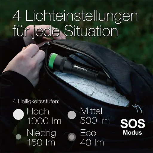 DISCOVERY wiederaufladbare Akku Taschenlampe mit 1000 Lumen, IPX7