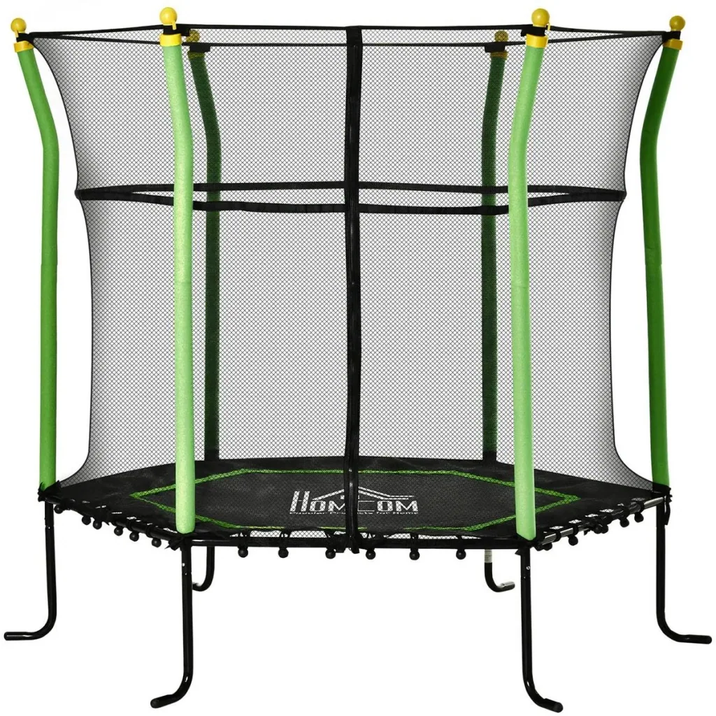 Trampolin für Kinder mit Sicherheitsnetz Stahl grün 163,5H cm bis zu 60 kg