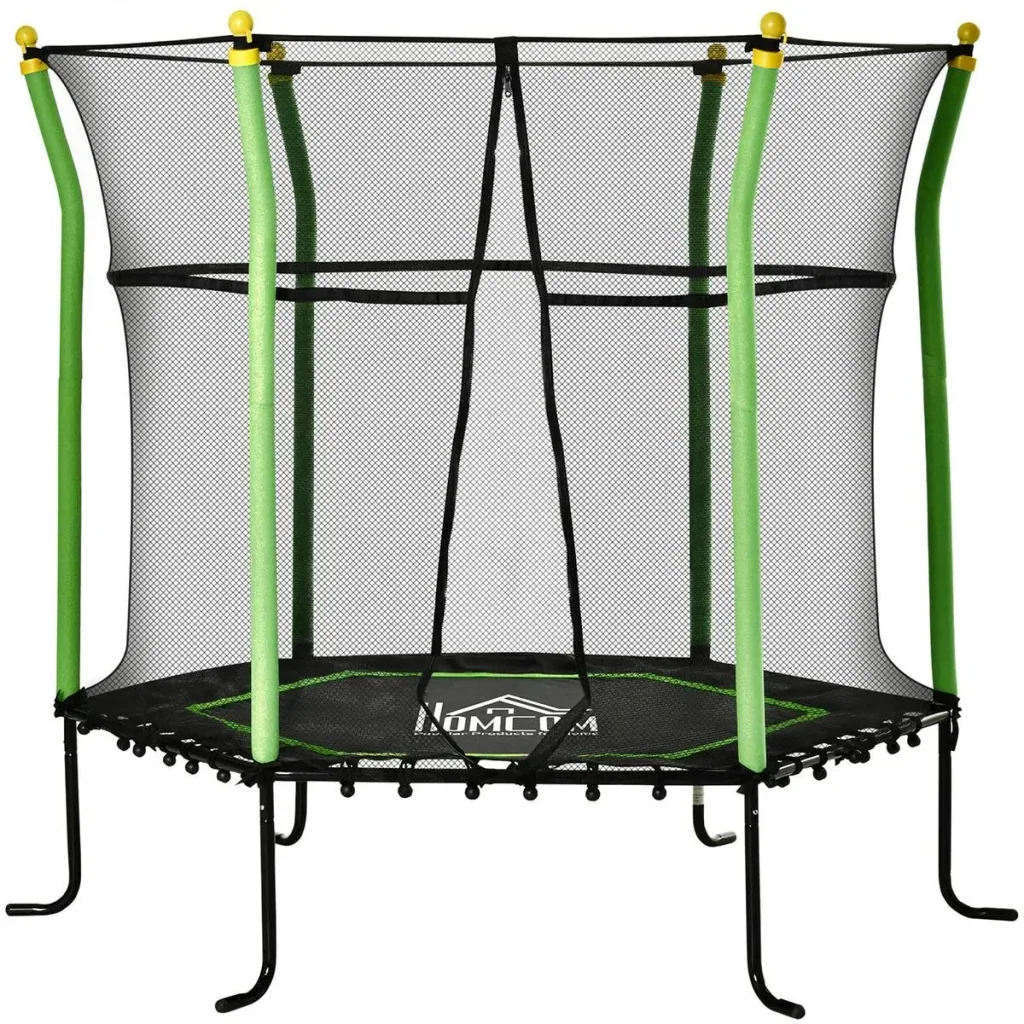 Trampolin für Kinder mit Sicherheitsnetz Stahl grün 163,5H cm bis zu 60 kg